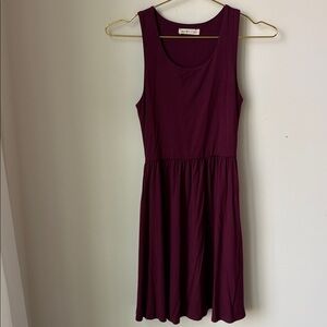 Sozy Billie Mini Dress Burgundy Pockets Modal Blend Soft Pull On Travel Size XS